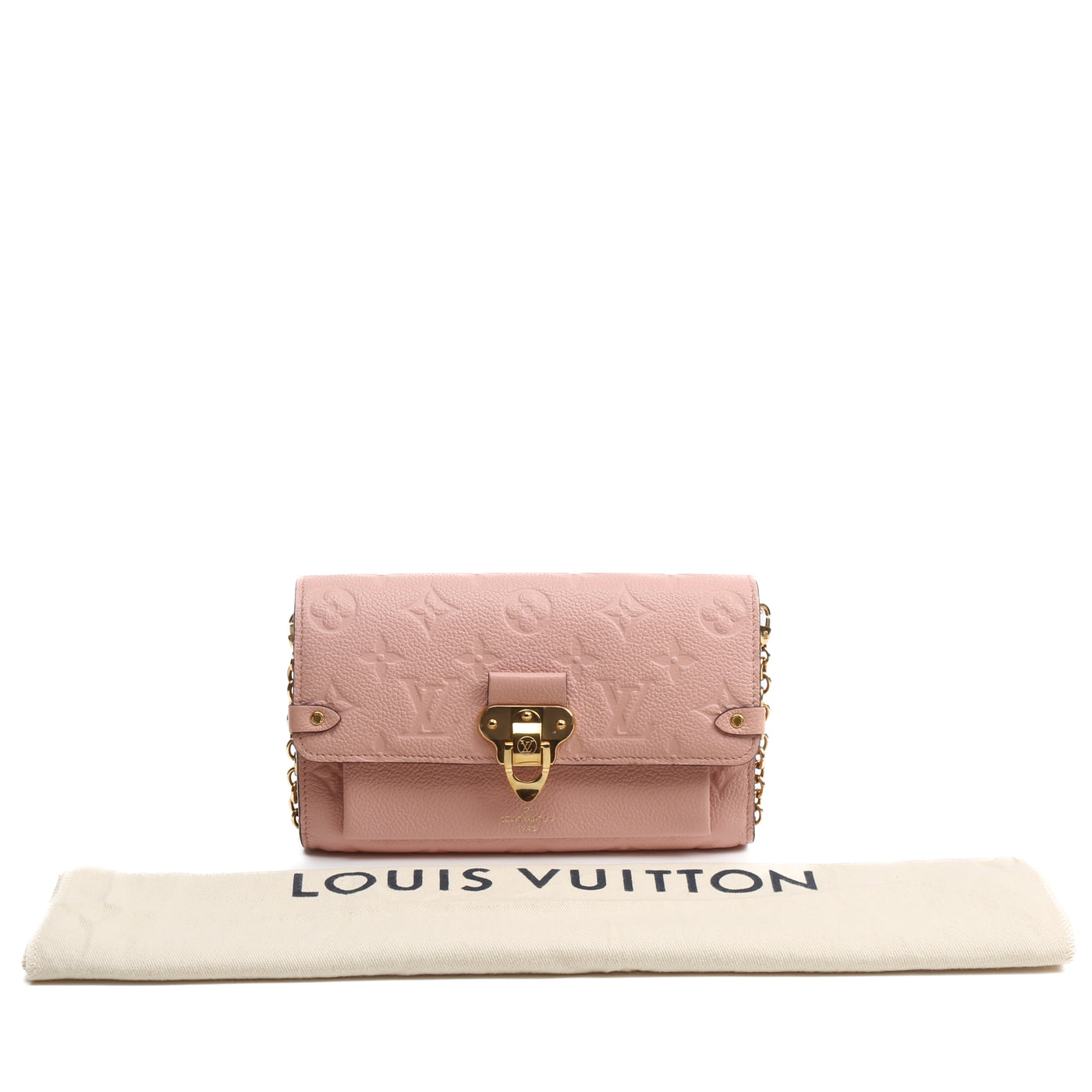 LOUIS VUITTON Monogram Empreinte Vavin Chain Wallet - Rose Poudre