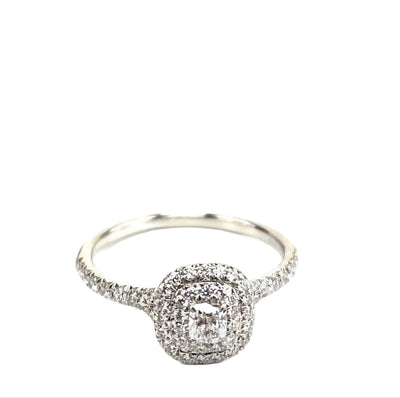 TIFFANY & CO. Platinum Diamond Soleste Double Halo Engagement Ring