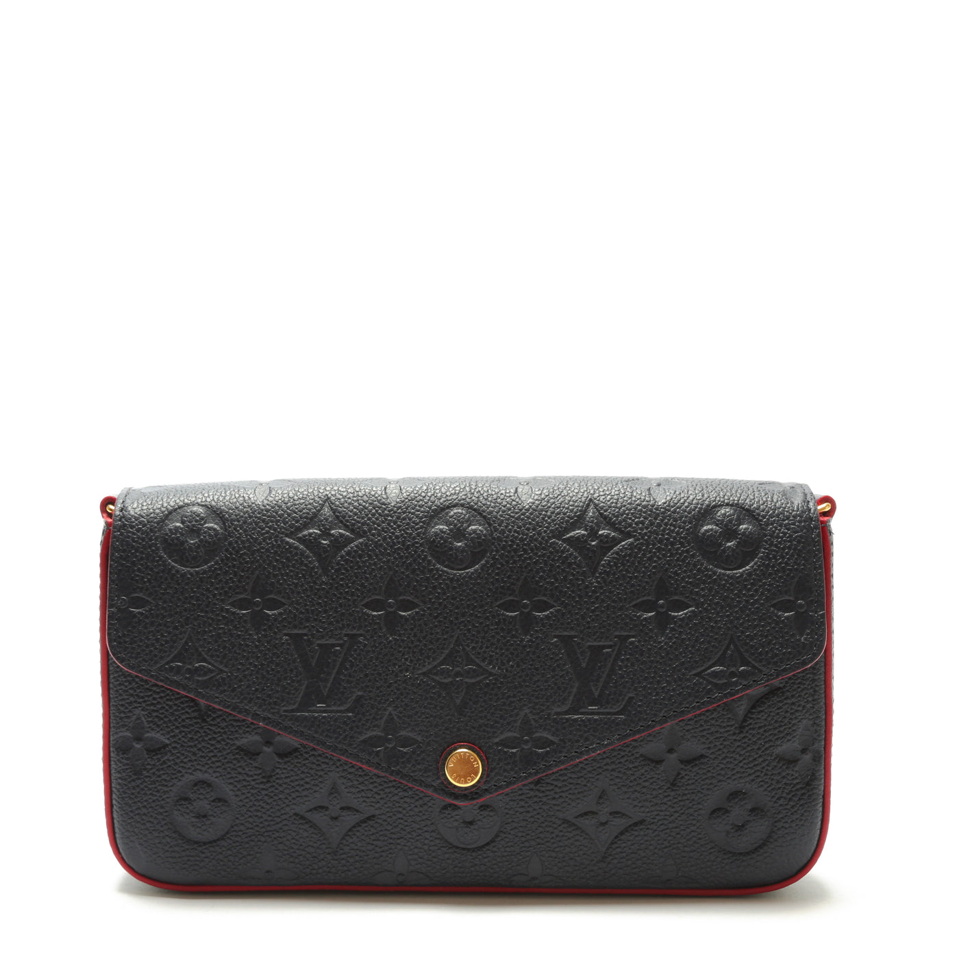 Auth Louis Vuitton Black Empreinte Leather Felicie Pochette Wallet