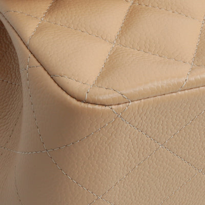 CHANEL Classic Jumbo Double Flap Bag Cream Caviar Leather