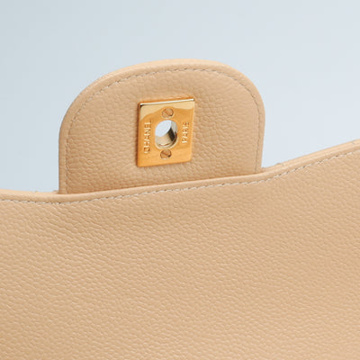 CHANEL Classic Jumbo Double Flap Bag Cream Caviar Leather