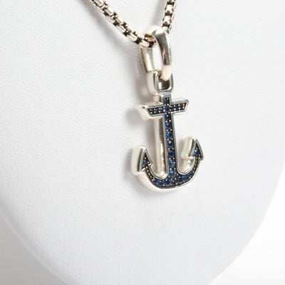 Sapphire Maritime Anchor Amulet Necklace - FINAL SALE