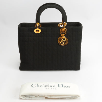 CHRISTIAN DIOR Lady Dior Nylon Cannage Black