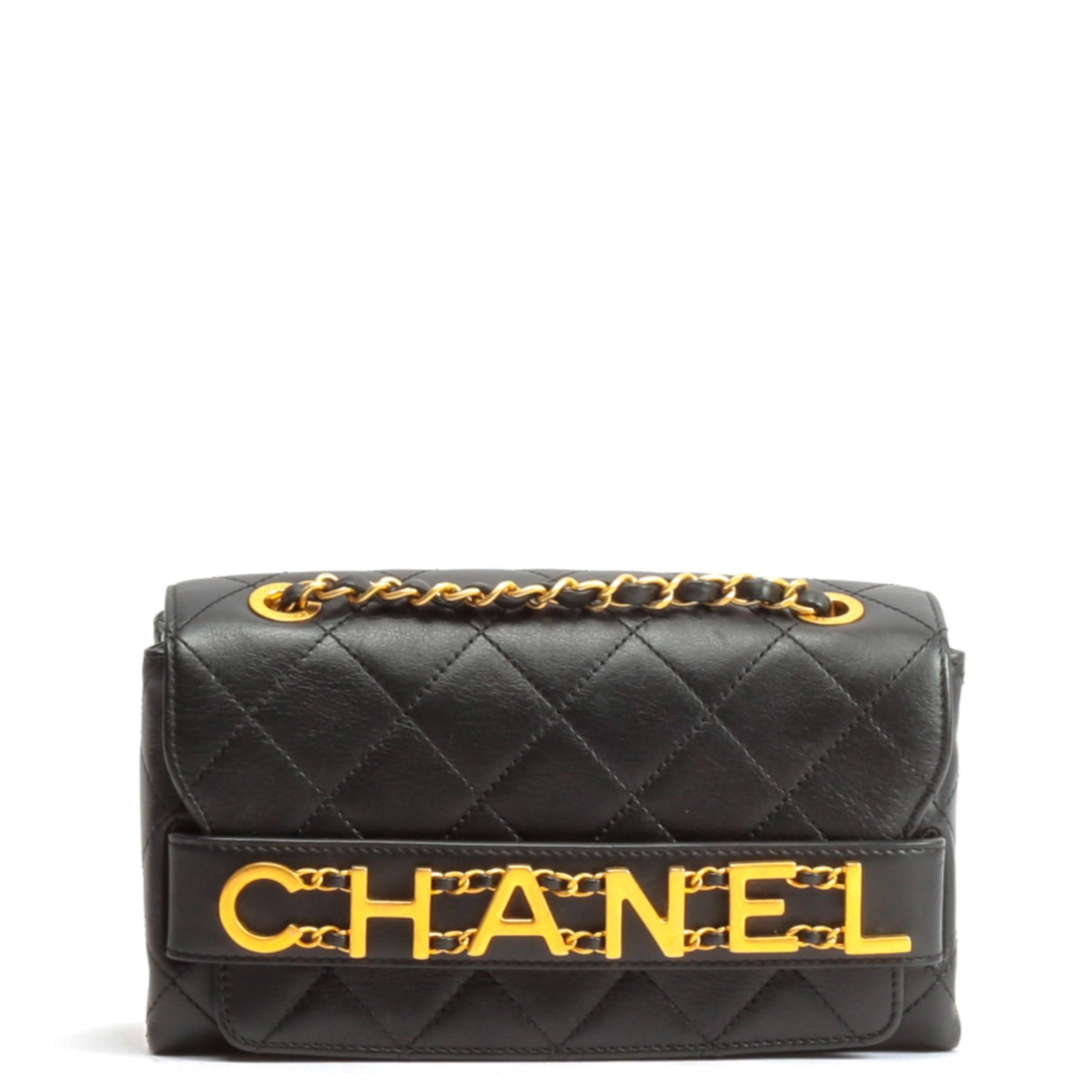 Chanel SOLD OUT Logo Calfskin Quilted Small Enchained Flap Beige Bag H –  Afashionistastore