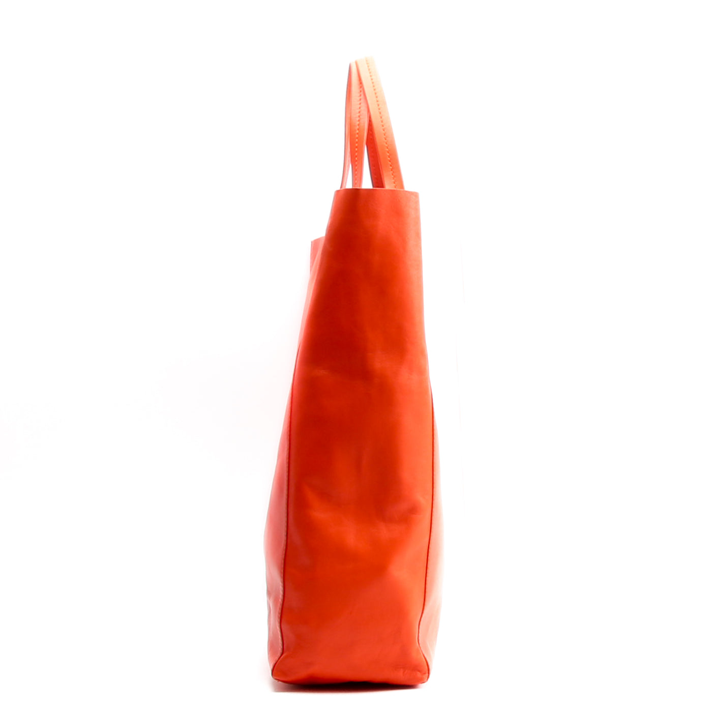 CELINE Leather Vertical Cabas Tote - Orange