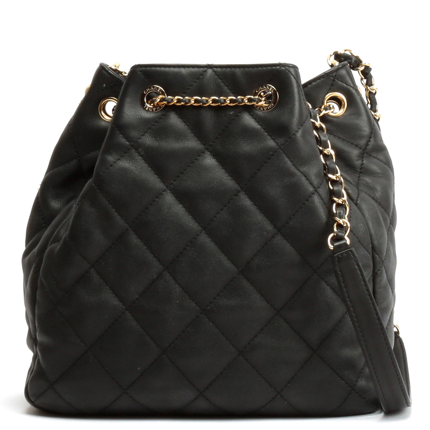 Chanel Quilted Chain Bucket Bag- Black