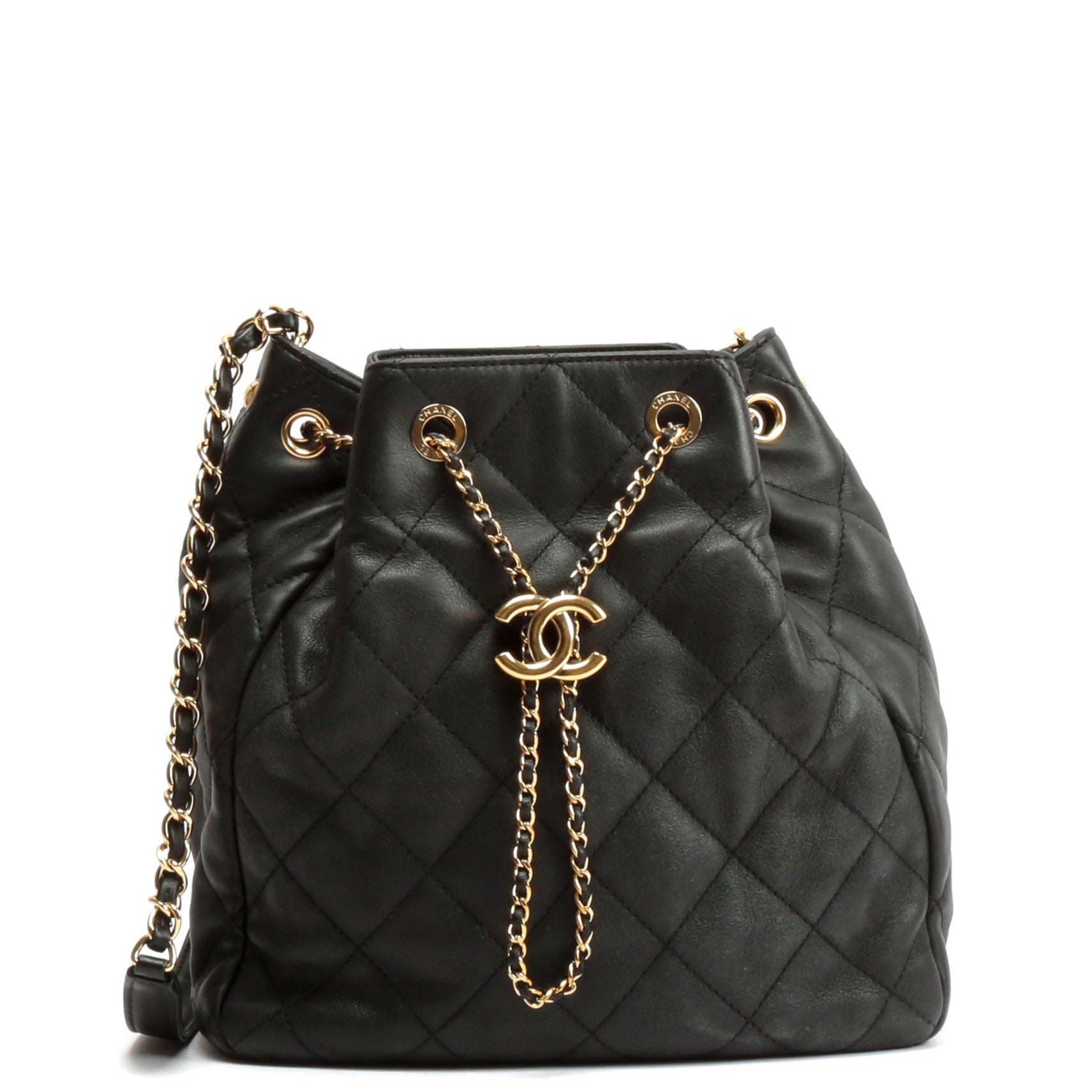 CHANEL Quilted Chain Bucket Bag- Black – ALB