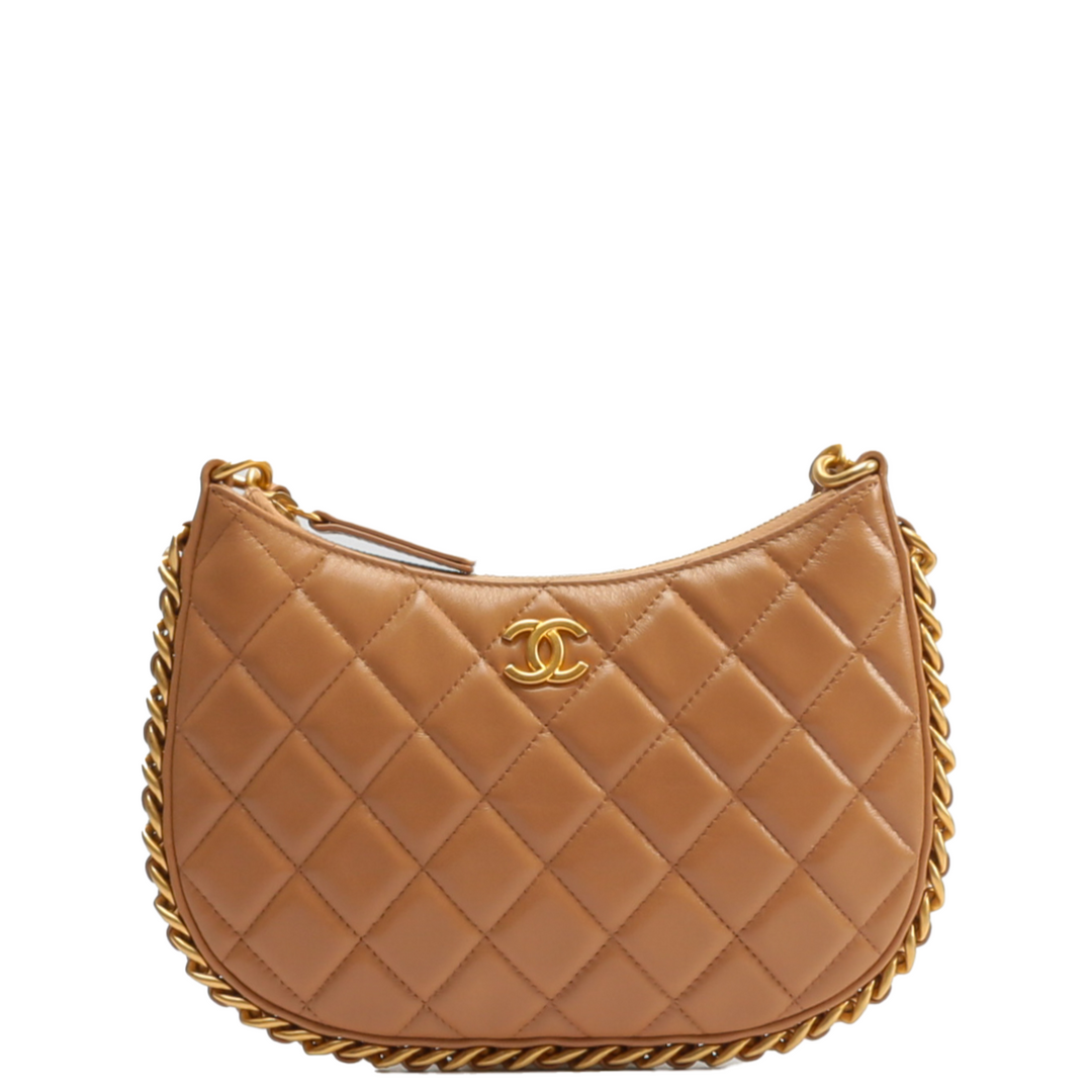 CHANEL Hobo Handbag Beige