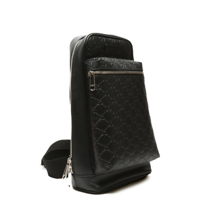 GUCCI GG Guccissima Signature Sling Backpack - Black