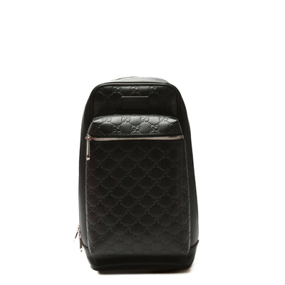 GUCCI GG Guccissima Signature Sling Backpack - Black