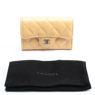 CHANEL Caviar Leather Flap Card Holder - Nude