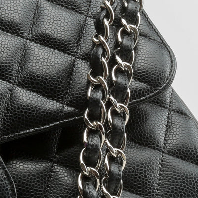 CHANEL Jumbo Double Flap Bag Black Caviar Leather