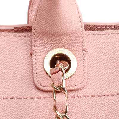 CHANEL Medium Caviar Studded Deauville Leather Tote - Pink