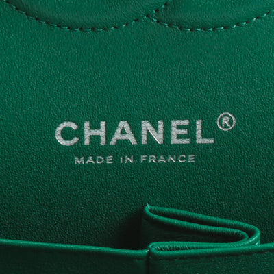 CHANEL Double Flap Medium Quilted Caviar Emerald Green