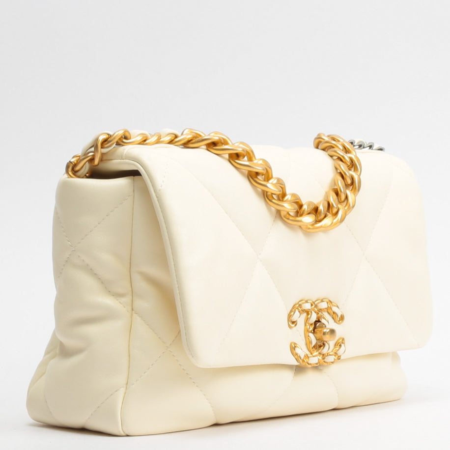 Chanel Medium 19 Flap Bag-Cream