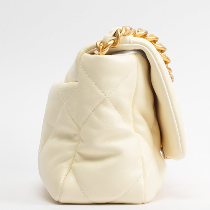 CHANEL Medium 19 Flap Bag-Cream