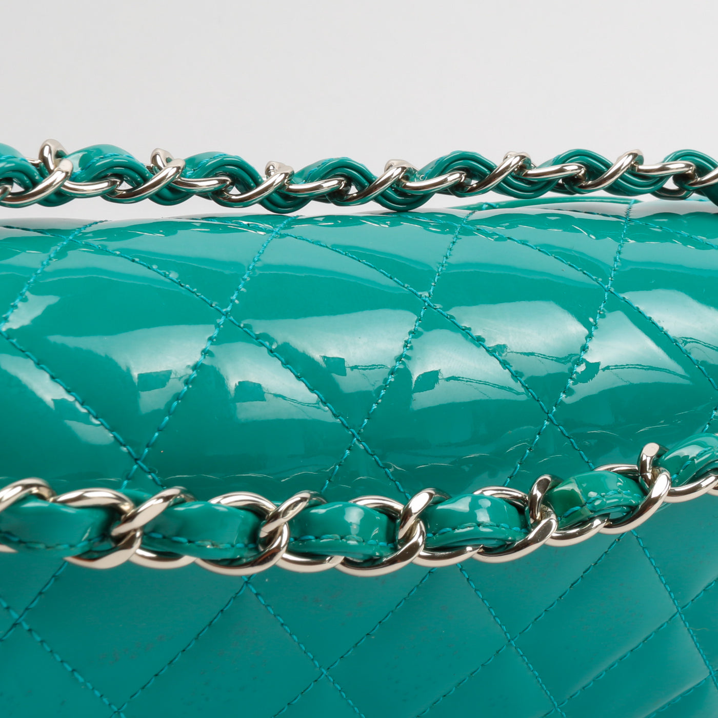 CHANEL Patent Classic Double Flap - Turquoise