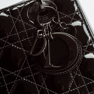 CHRISTIAN DIOR Patent Ultra Glossy Lady Dior Small - Black