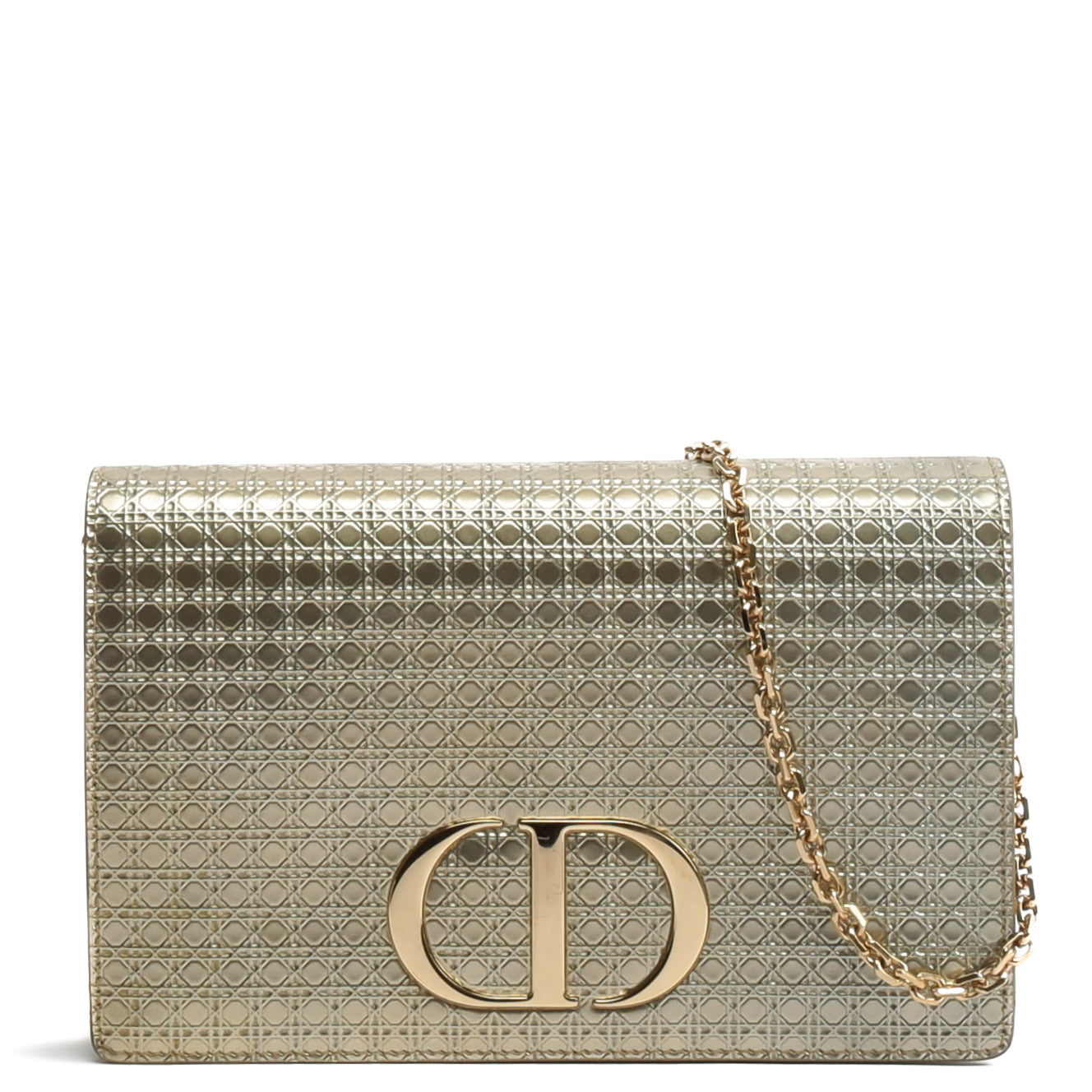 CHRISTIAN DIOR 30 Micro Cannage Montaigne 2 in 1 Pouch - Metallic Gold