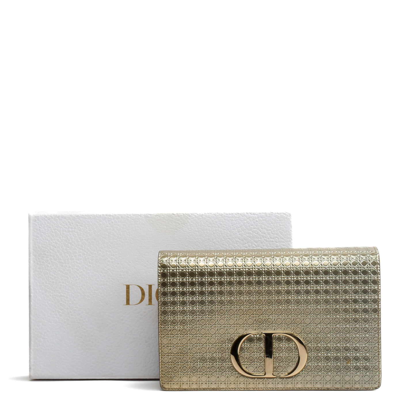 CHRISTIAN DIOR 30 Micro Cannage Montaigne 2 in 1 Pouch - Metallic Gold