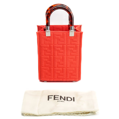 FENDI Mini Sunshine FF Fabric Shopper Tote Red - OUTLET FINAL SALE