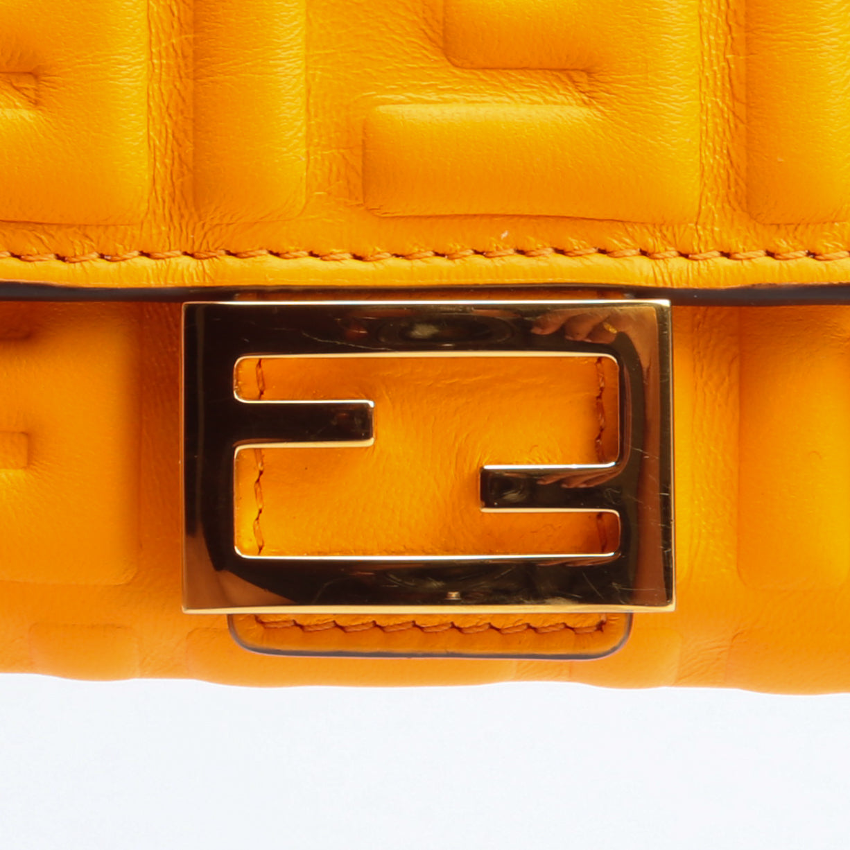 FENDI Embossed FF Baguette Wallet on Chain - Orange
