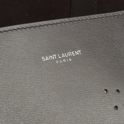 SAINT LAURENT North/South Perforated Logo Tote w/ Pouch - Black