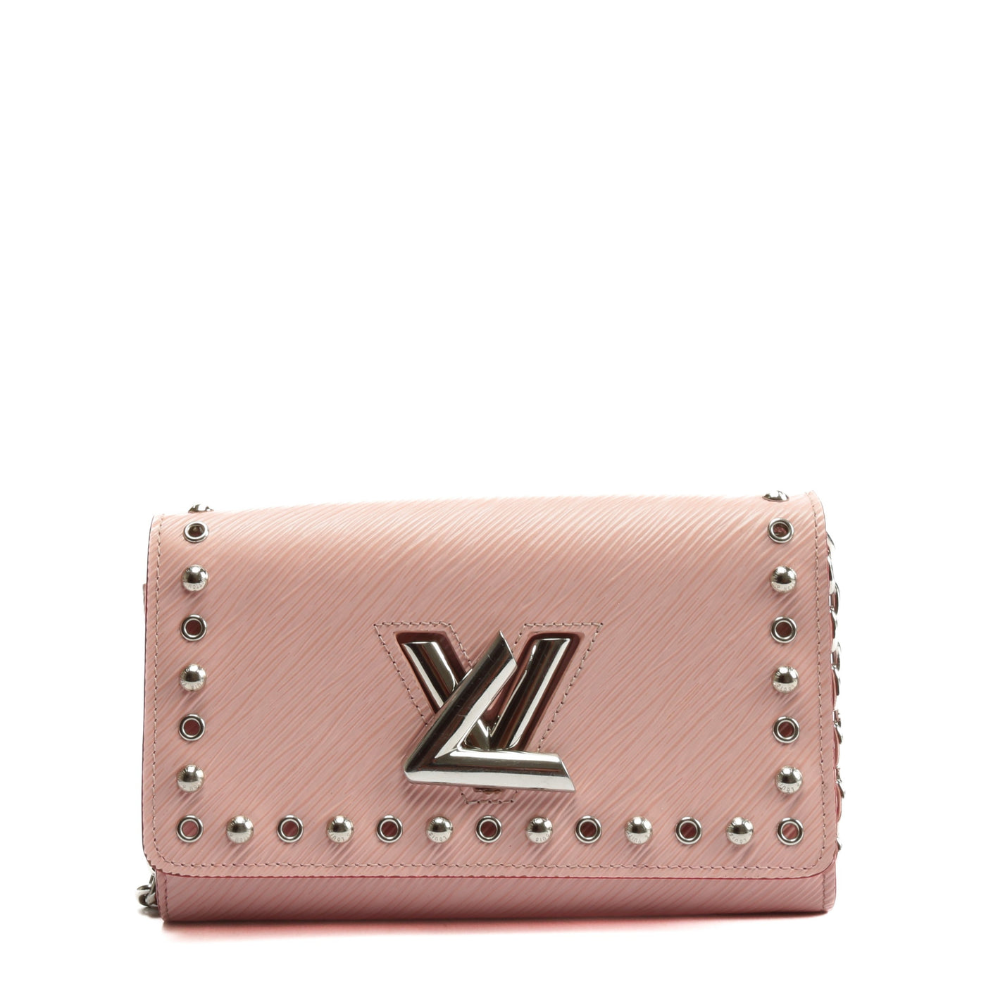 LOUIS VUITTON Epi Leather Twist Studded Wallet on Chain PM Pink