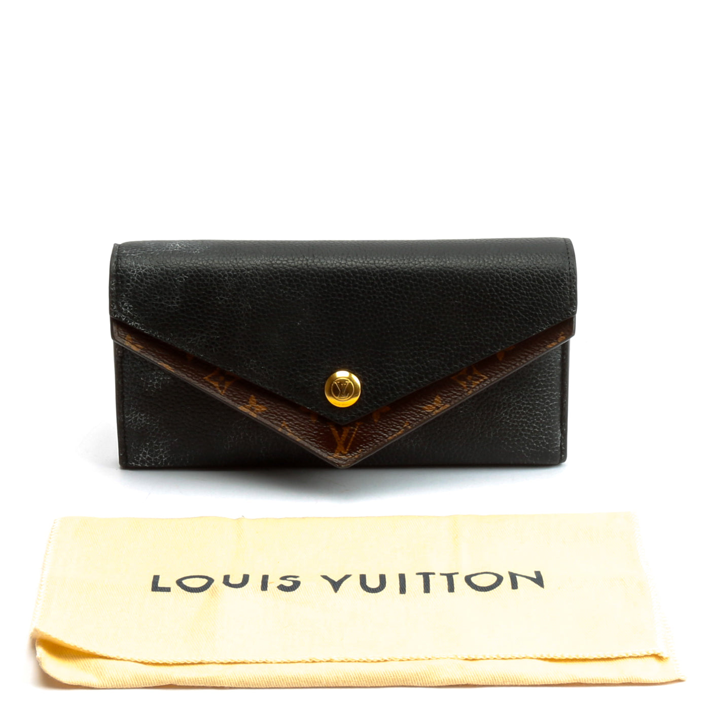 LOUIS VUITTON Calfskin Double V Wallet Black