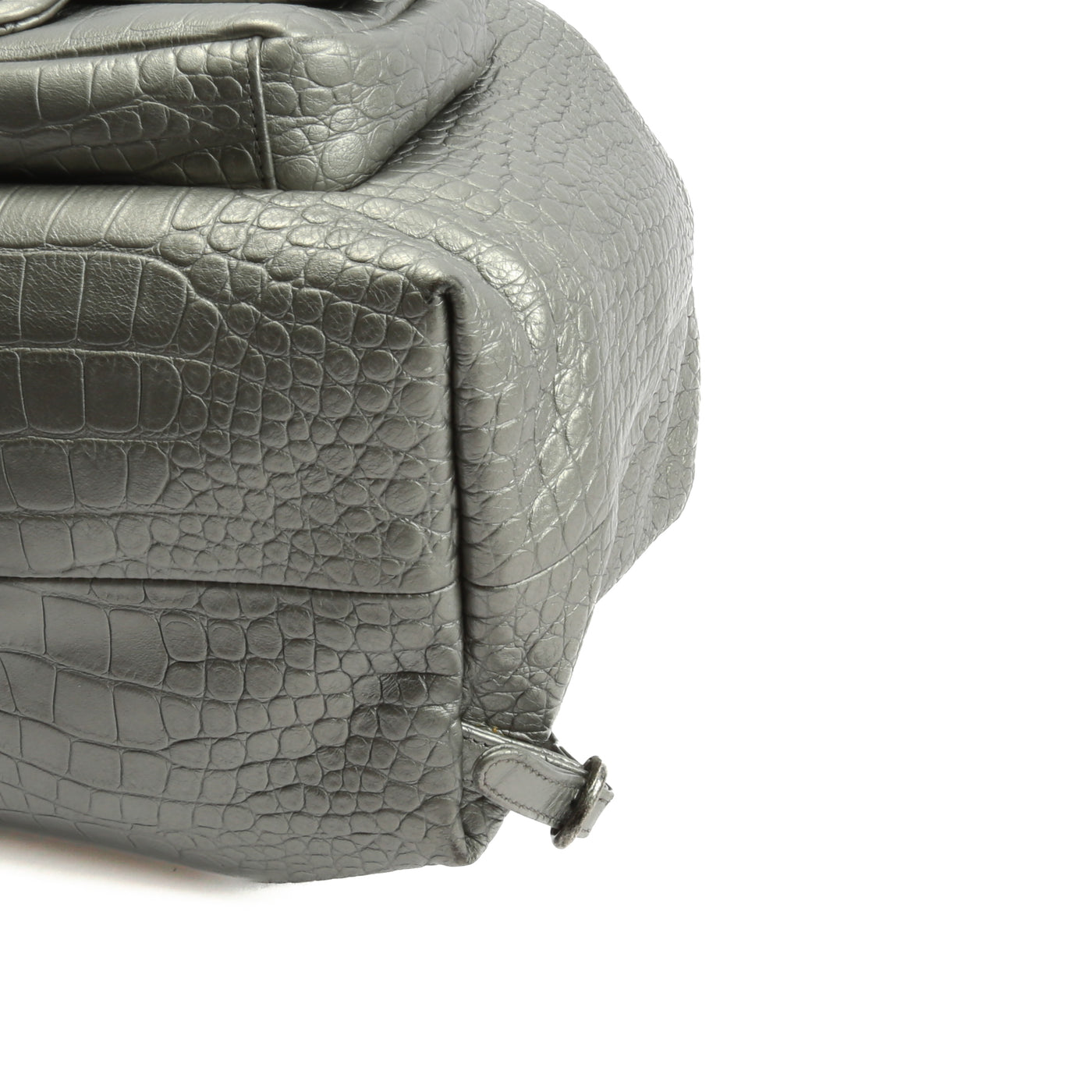CHANEL Crocodile Embossed Backpack - Metallic Silver