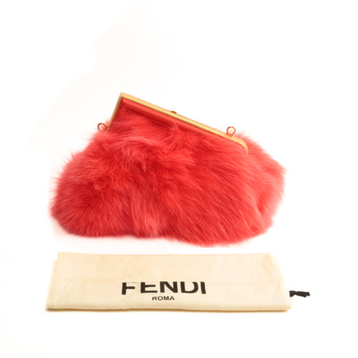 FENDI Fox Fur Shiny Nappa Small First Papavero - Coral