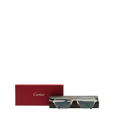 CARTIER Santos Semi Rimless Glasses Silver