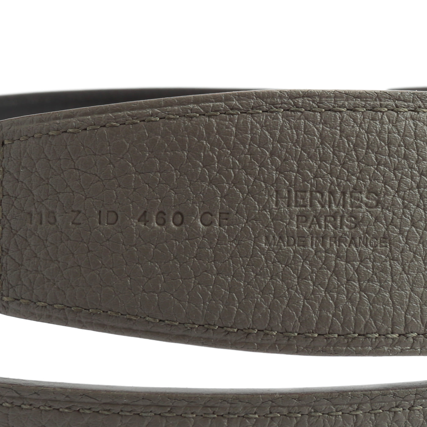 HERMES 38MM Veau/Togo Leather Strap Black/Grey with Constance 38MM Silver Buckle