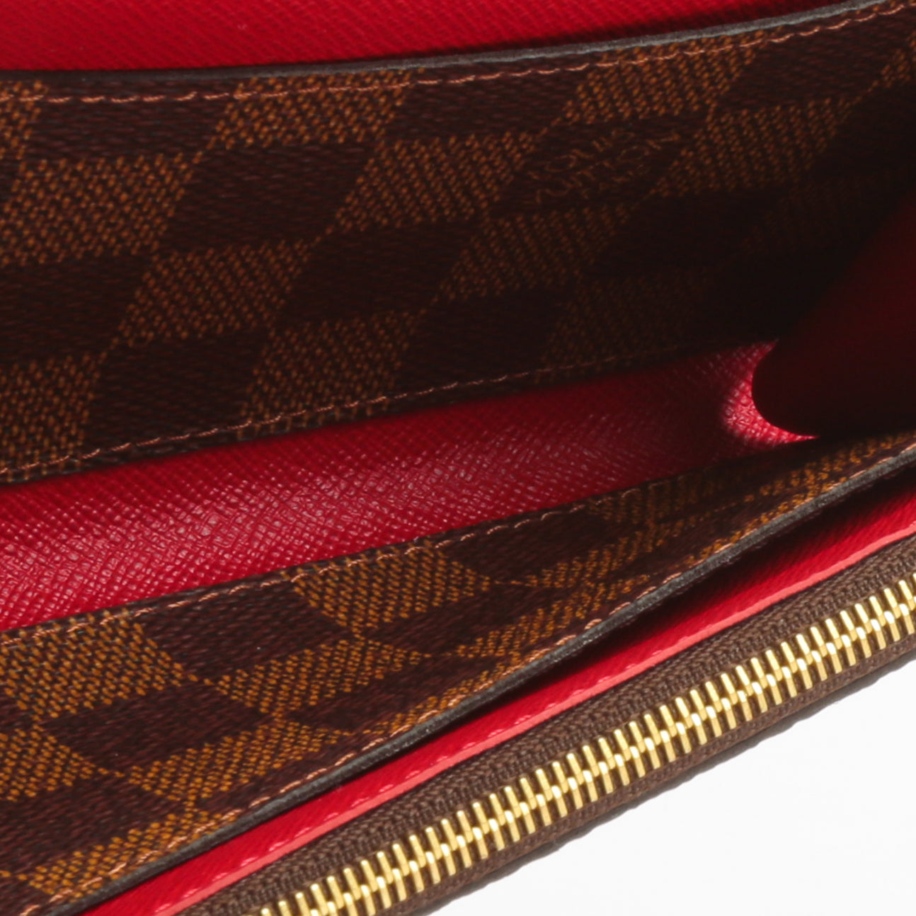 Louis Vuitton Josephine Wallet Damier Ebene Red Lining in Coated