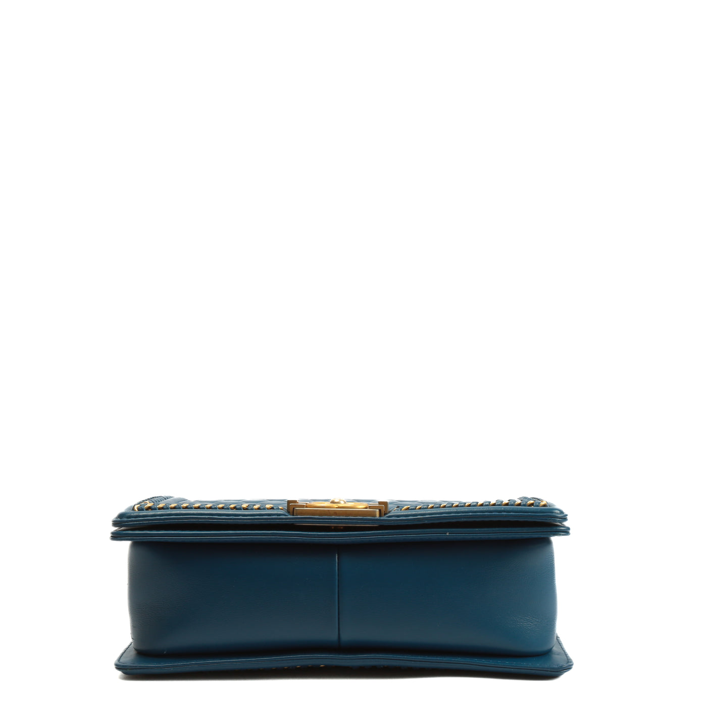 Chanel Medium Boy Bag Blue Caviar Antique Gold Hardware