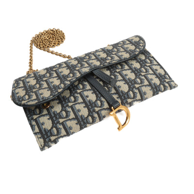 CHRISTIAN DIOR Long Oblique Saddle Wallet on Chain