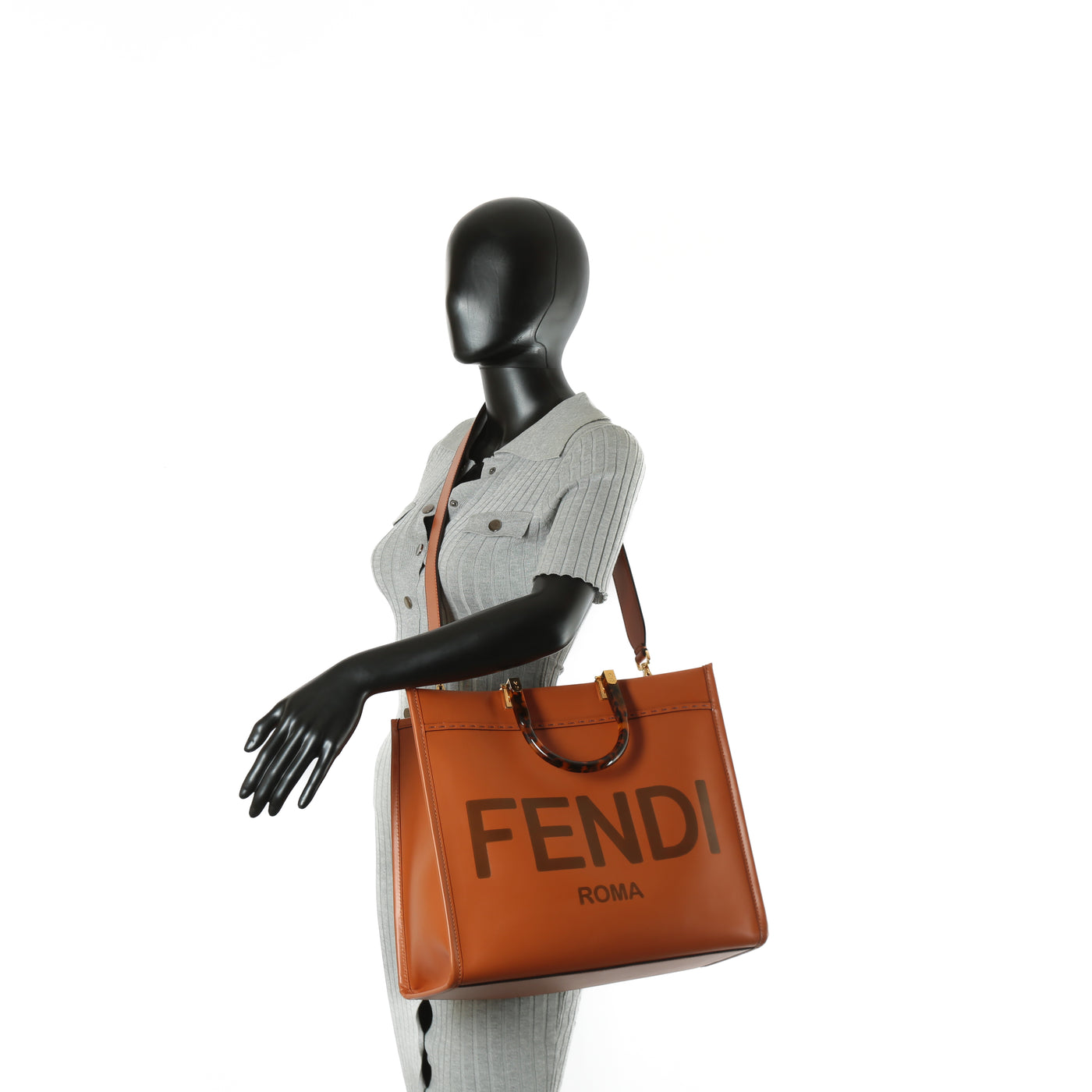 FENDI Sunshine Medium Shopping Tote -Brown