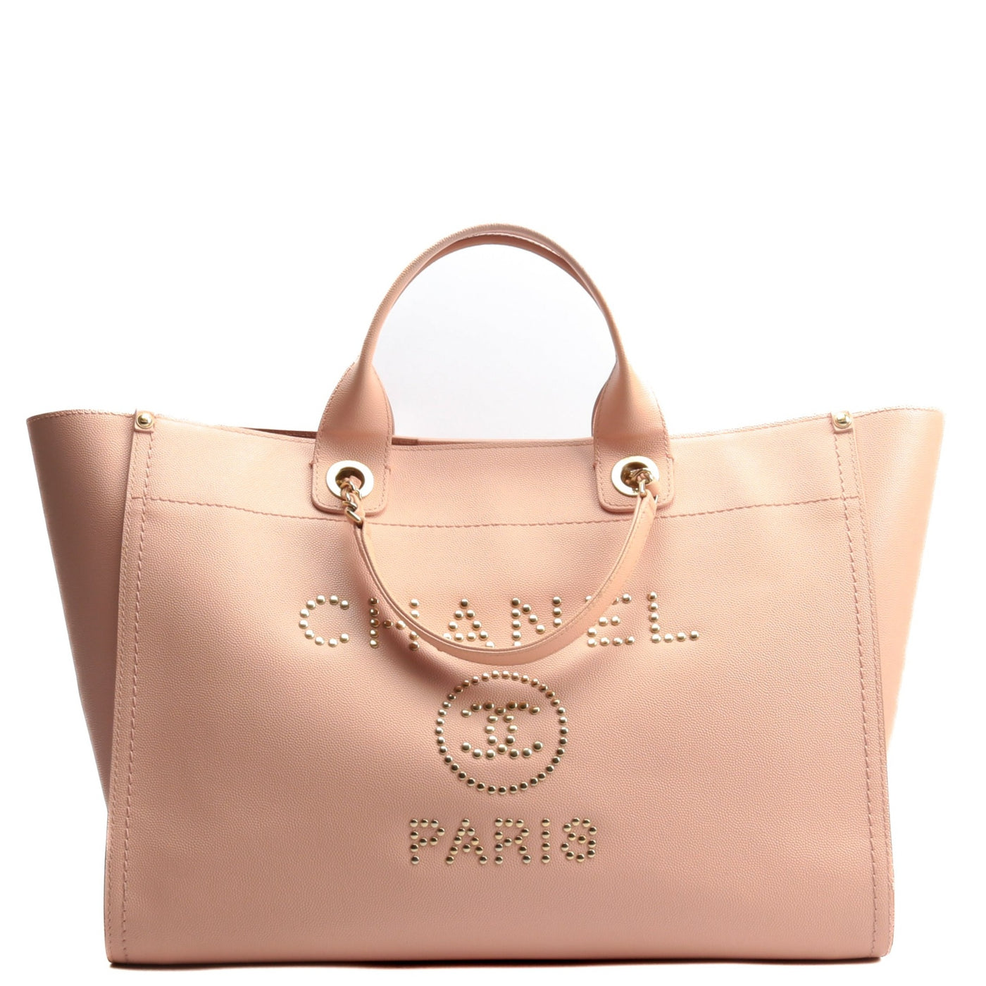 CHANEL Medium Caviar Studded Deauville Leather Tote - Pink