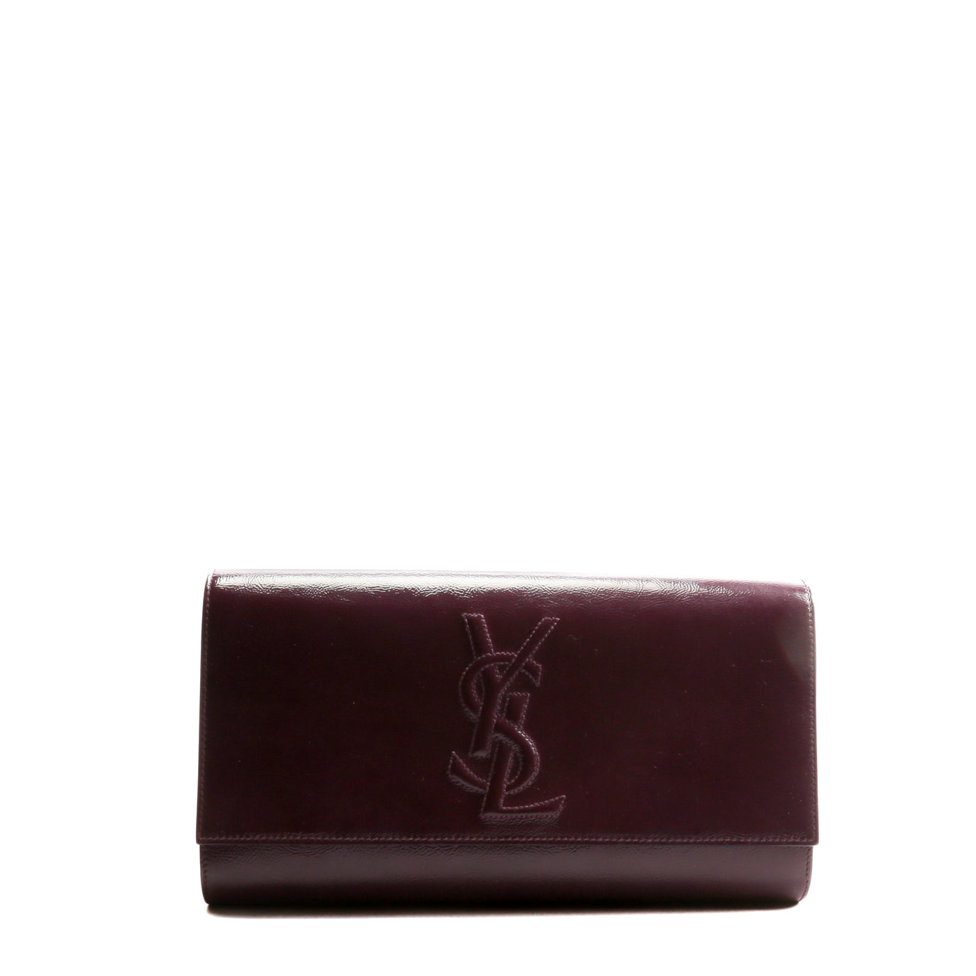 SAINT LAURENT Patent Leather Belle De Jour Clutch - Plum Purple