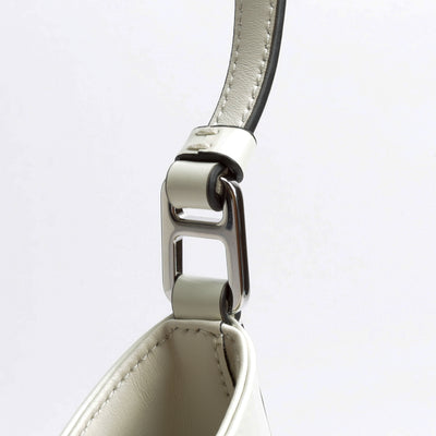 PRADA Cleo Brushed Leather Shoulder Bag - White