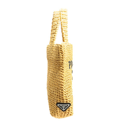PRADA Small Crochet Raffia Tote Bag - Natural
