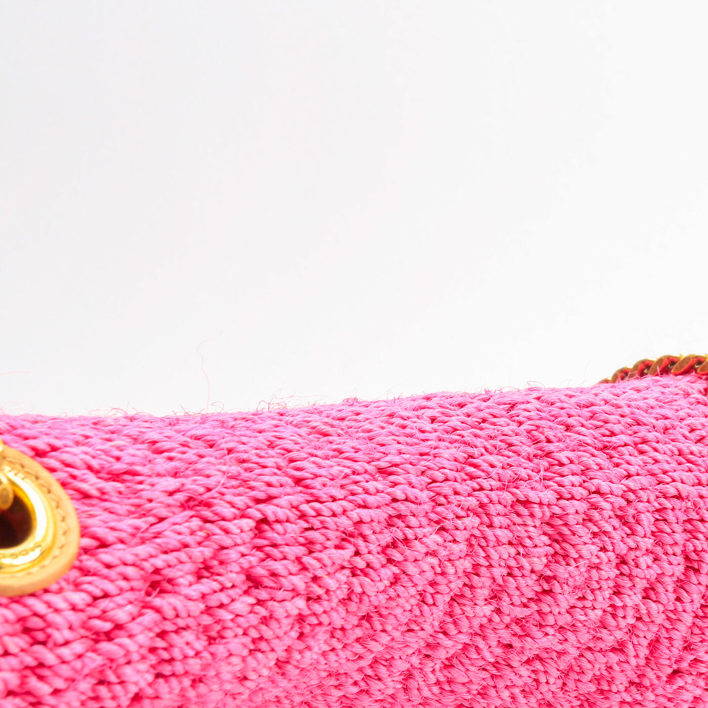 SAINT LAURENT Kate Medium Woven Sisal Shoulder - Fuchsia (Pink)