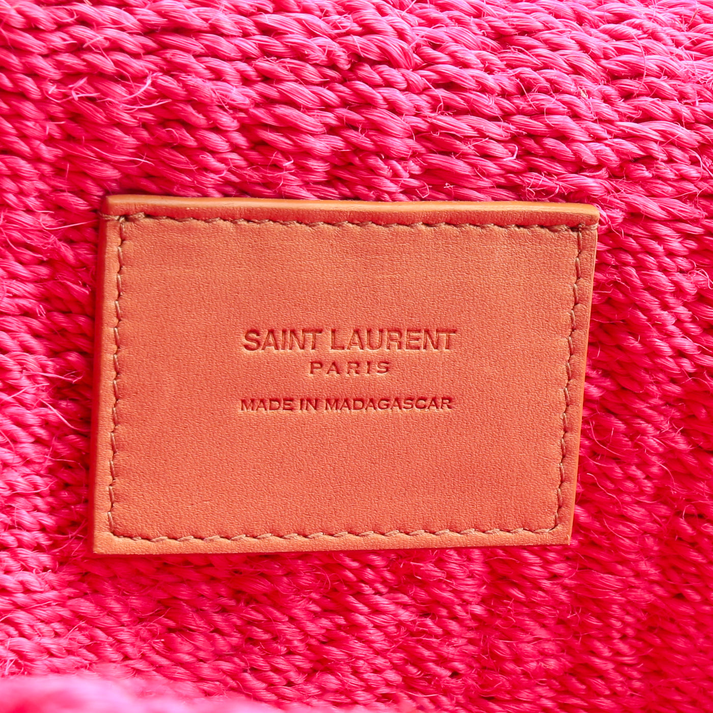SAINT LAURENT Kate Medium Woven Sisal Shoulder - Fuchsia (Pink)