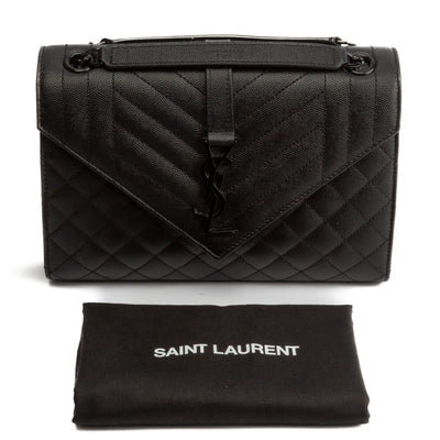 SAINT LAURENT Medium TriQuilt  Envelope Bag - Black