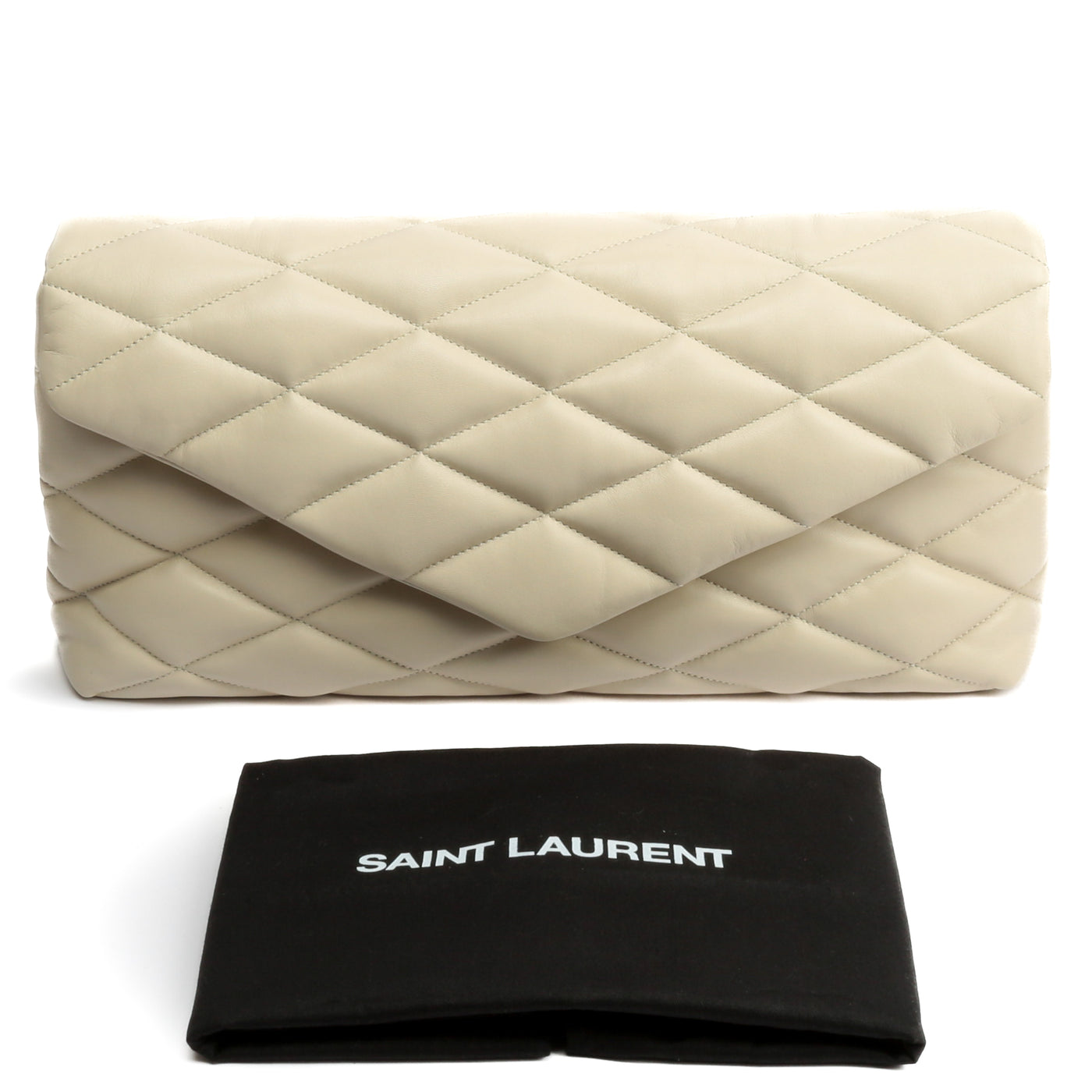 SAINT LAURENT Sade Puffy Large Clutch- Ivory