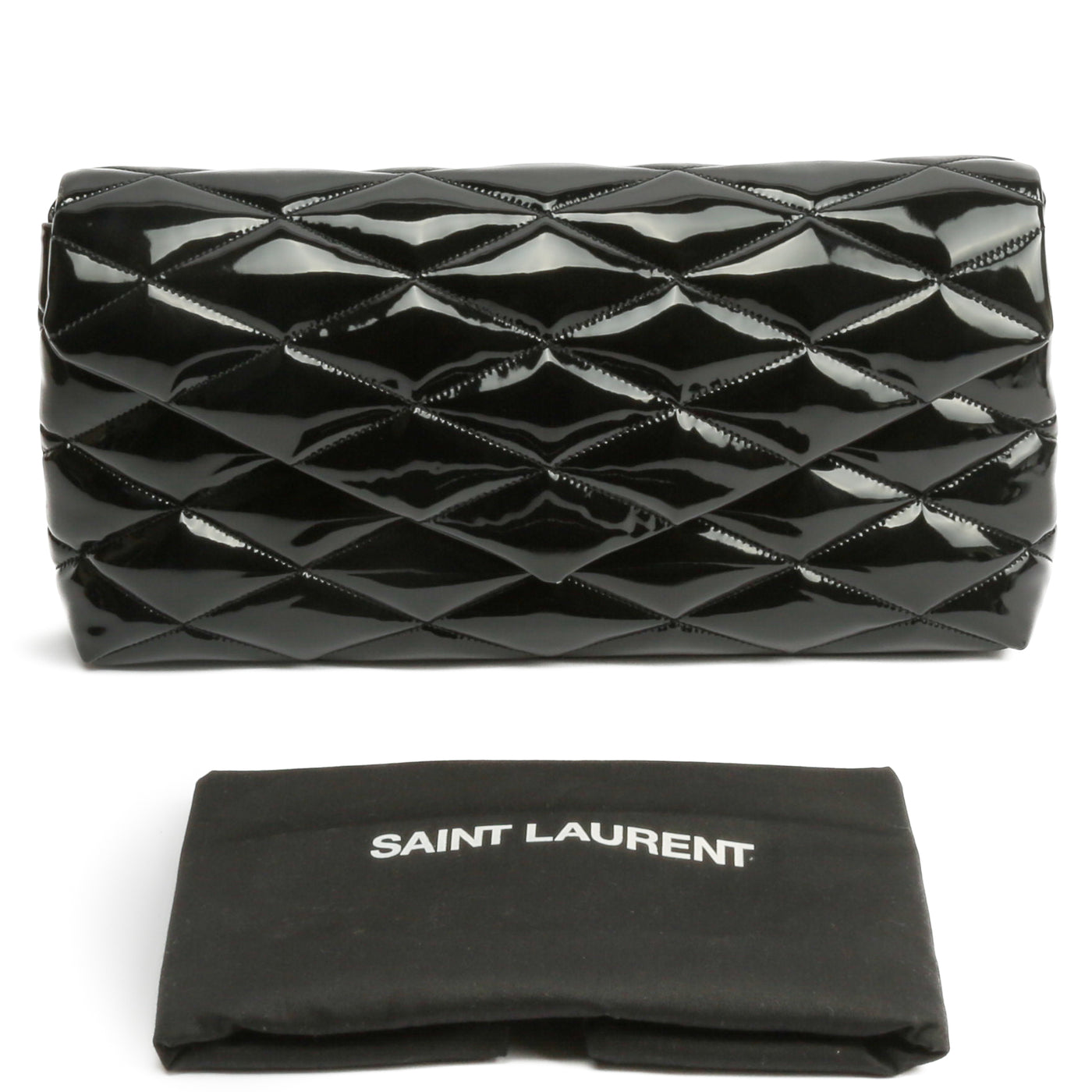 SAINT LAURENT Sade Puffy Patent Large Clutch - Black