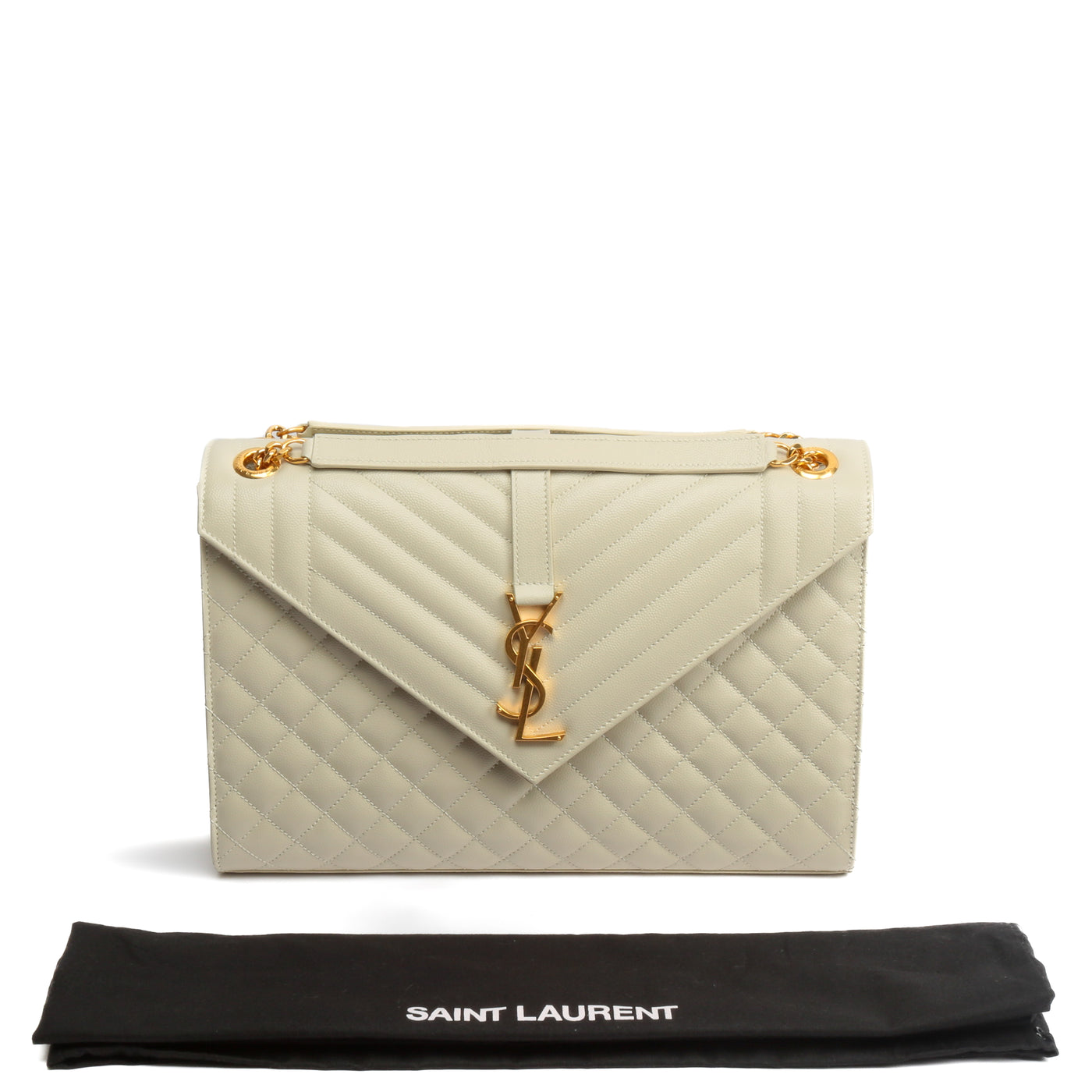 SAINT LAURENT Large Envelope Flap Bag - Ivory