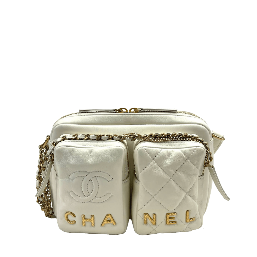 Chanel Vintage Camera Bag, Beige Lambskin with Gold Hardware, Preowned in Box  WA001 - Julia Rose Boston