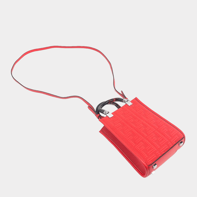 FENDI Mini Sunshine FF Fabric Shopper Tote - Red - ALB