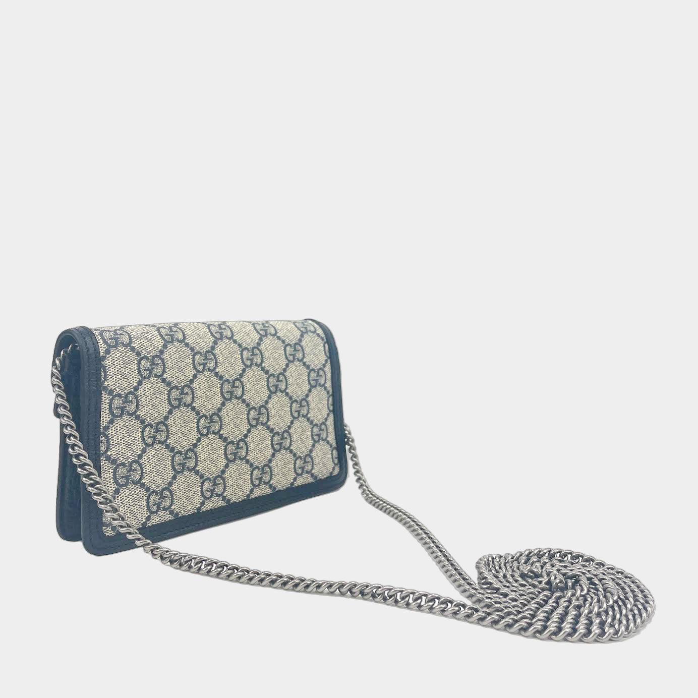 Gucci GG Supreme Super Mini Dionysus Crossbody Bag - Blue Crossbody Bags,  Handbags - GUC1285400